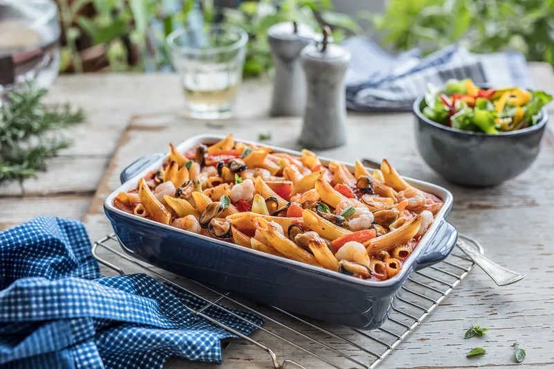 Zapečena tjestenina s plodovima mora