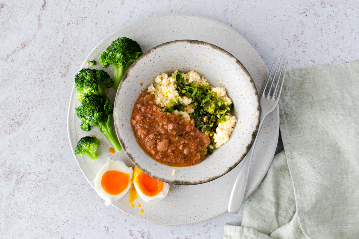 Mesni ragu sa šampinjonima, prosom i porilukom