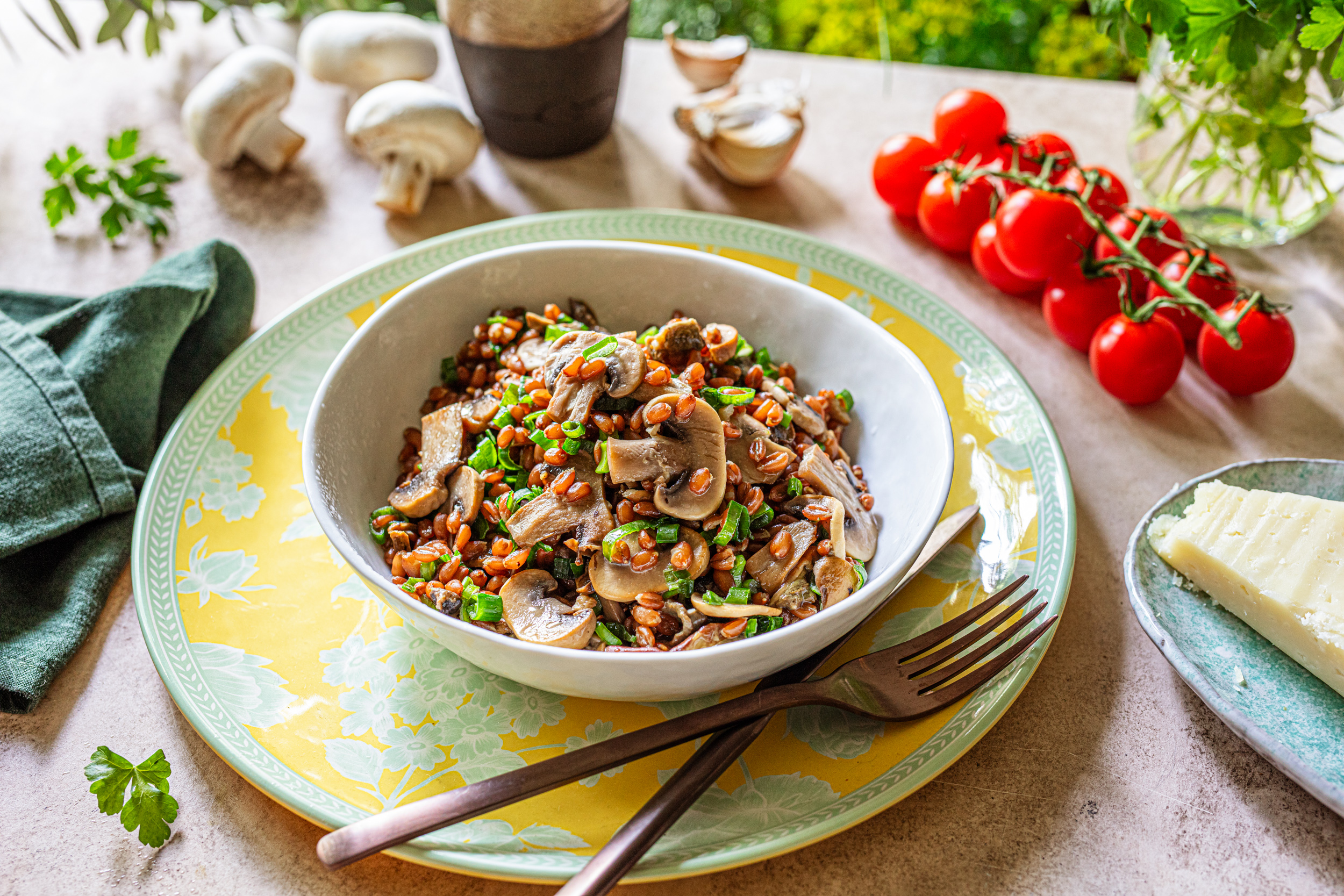 Piroto (rižoto od pira) sa gljivama