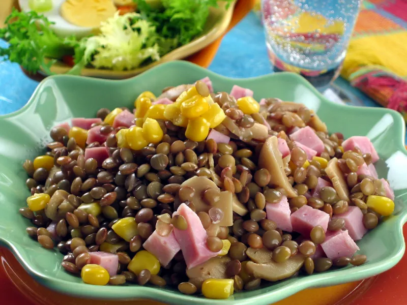 Salata od leće i šunke