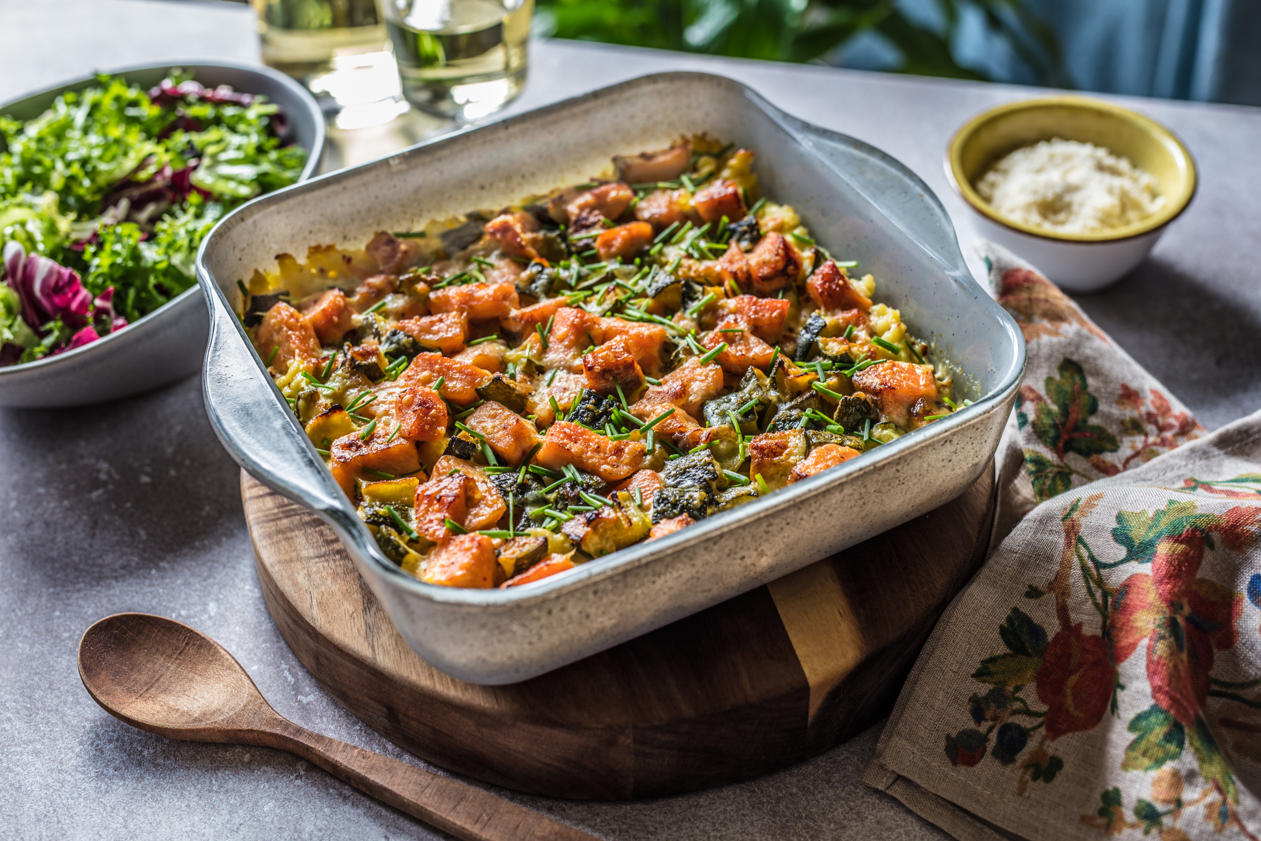 Zapečena tjestenina s lososom