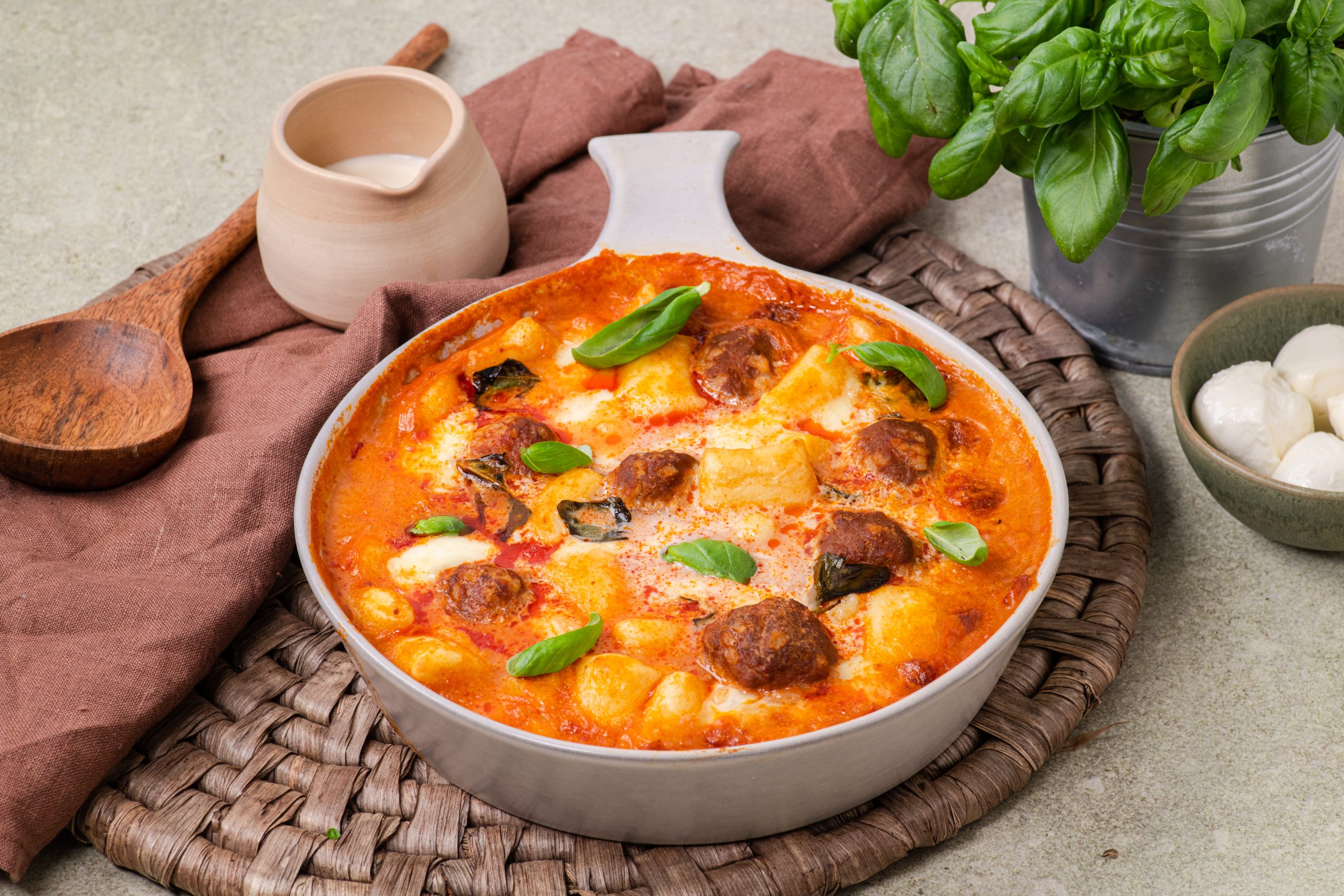 Zapečeni njoki s ćuftama i mozzarellom