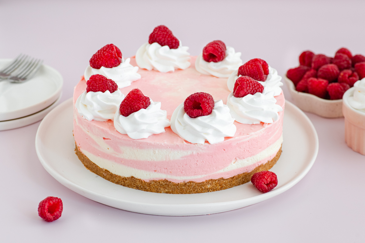 Zebra cheesecake s malinama