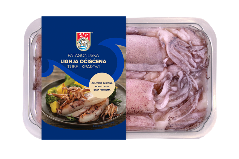 Patagonijska lignja očišćena tube i krakovi