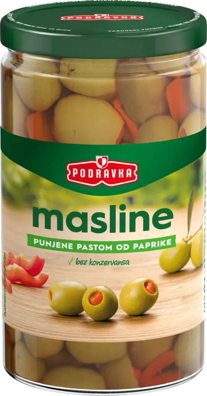 Zelene masline punjene pastom od paprike