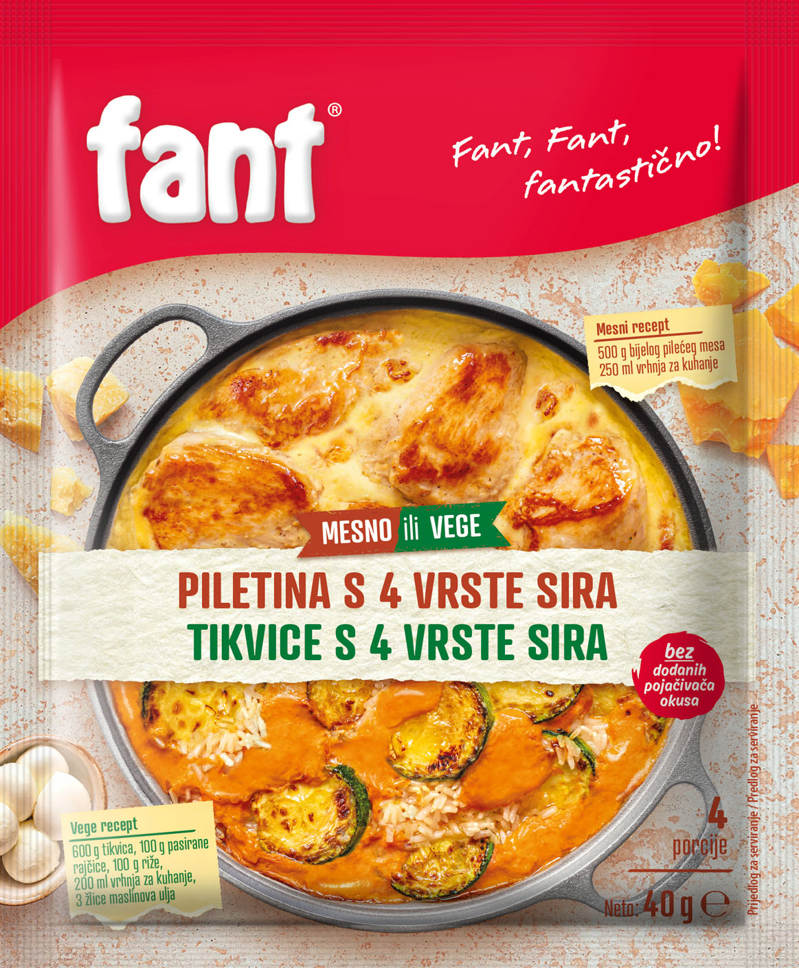 Fant zapečena piletina 4 vrste sira